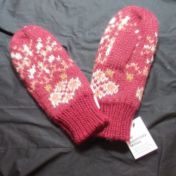 Relisted Sonoma Super cozy hat w pom & mittens retro boho vibe soft cozy yarns - Picture 10 of 12